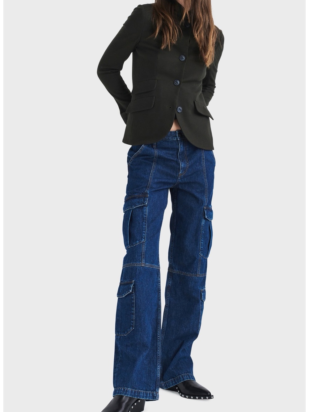 Rag & Bone Women’s Cailyn Cargo Jeans 30 Dark Wash Streetwear Fall 90s Y2K Punk